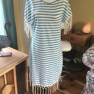 Striped Blue and White Fringe Dress